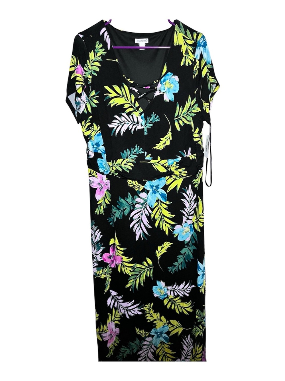 Dress Barn Black Dress with Blue & Yellow Floral Print